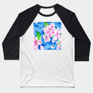 Cherry blossom and polka dots grandmillennial style pattern Baseball T-Shirt